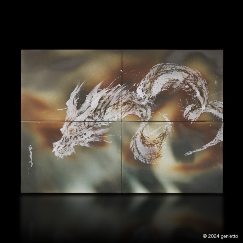 直筆陶墨画「照雲赤烏」