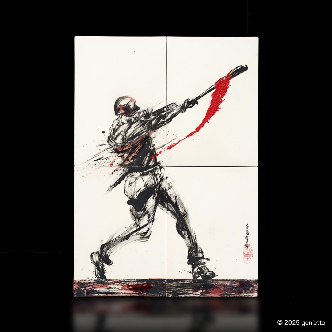 直筆陶墨画「烈撃紅閃」