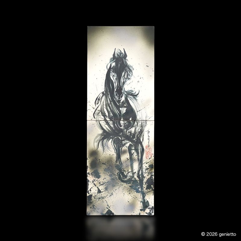 【新作】直筆陶墨画「覇影驟駆」