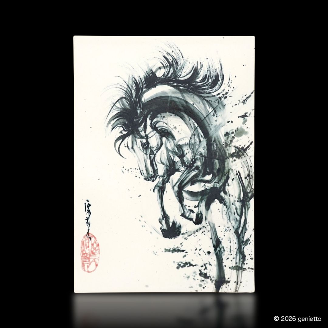 【新作】直筆陶墨画「翔悦連環」