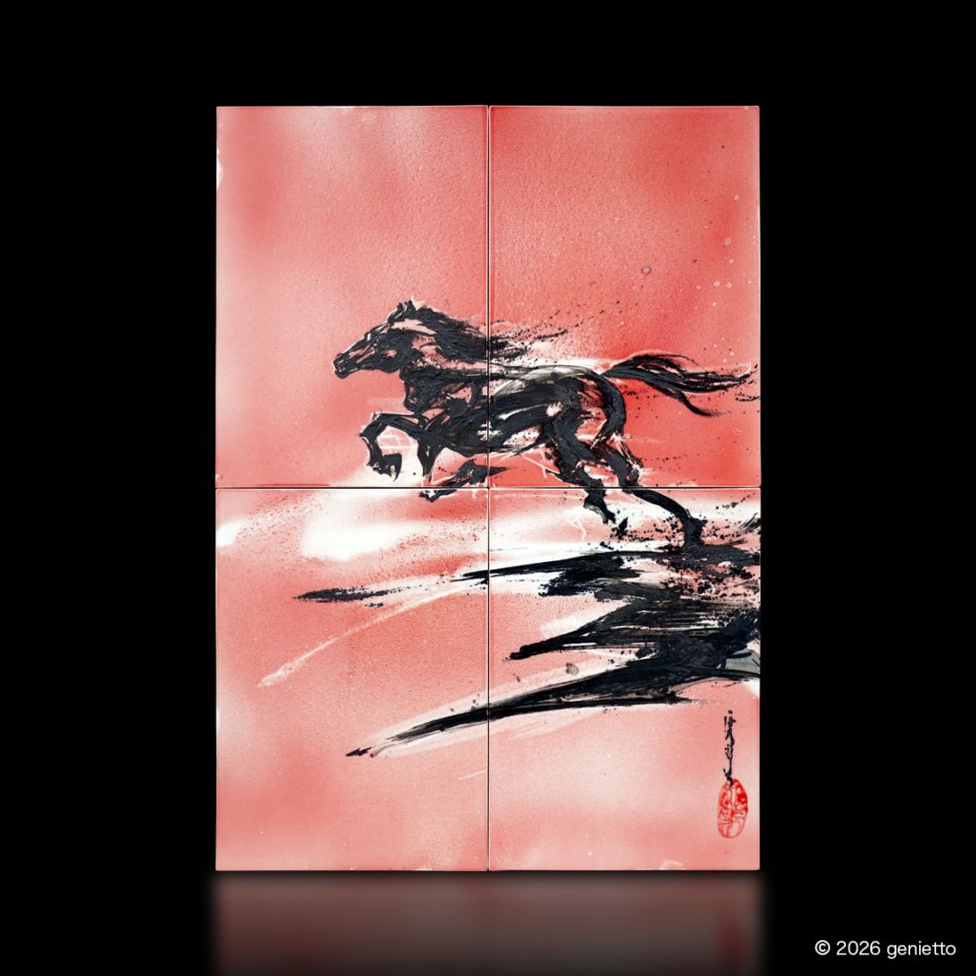 【新作】直筆陶墨画「紅焔乃心」