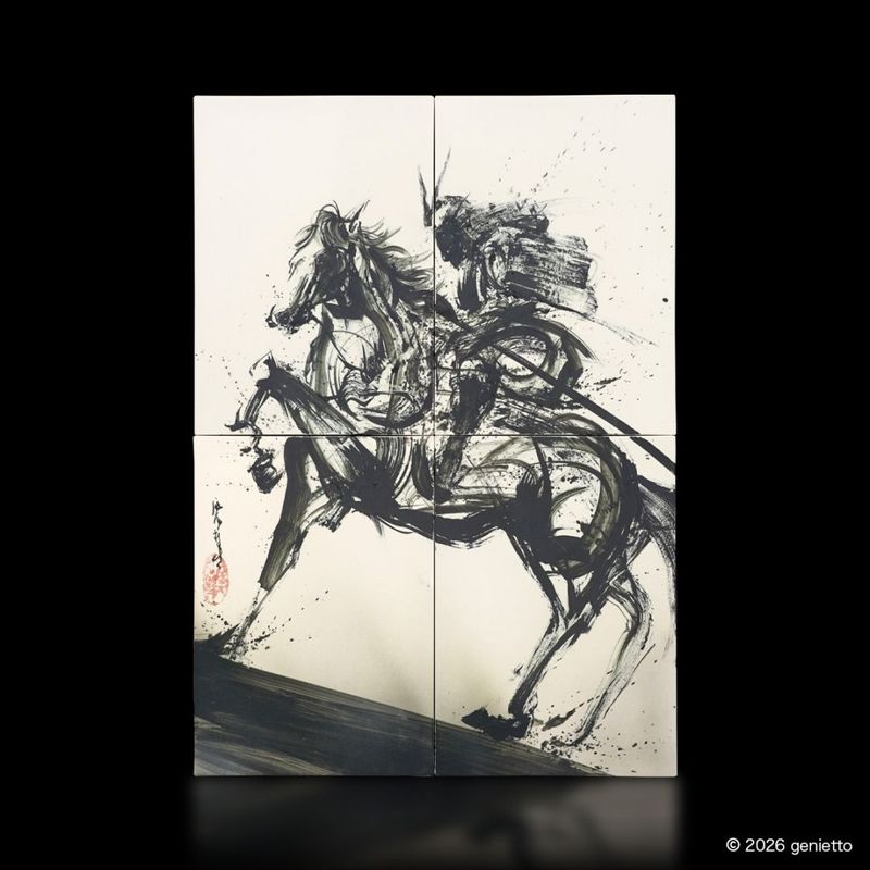 【新作】直筆陶墨画「闘魂翔駆」