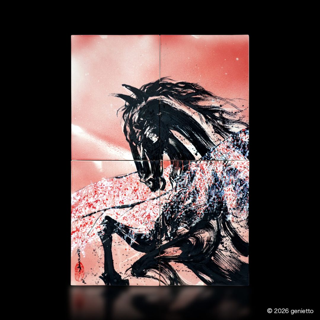 【新作】直筆陶墨画「花驍行志」