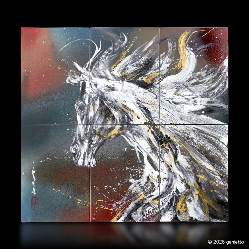 【新作】直筆陶墨画「風雷奔翔」