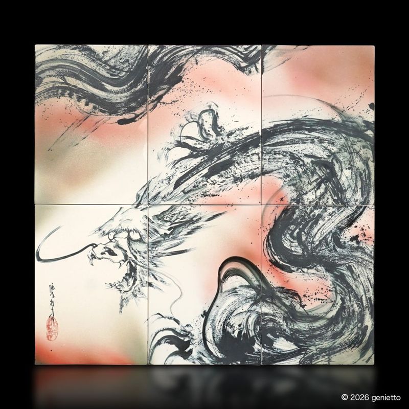 【新作】直筆陶墨画「流誓慈護」