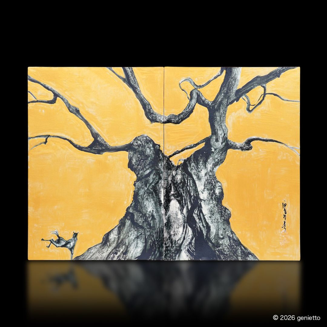 【新作】直筆陶墨画「聖樹在天」