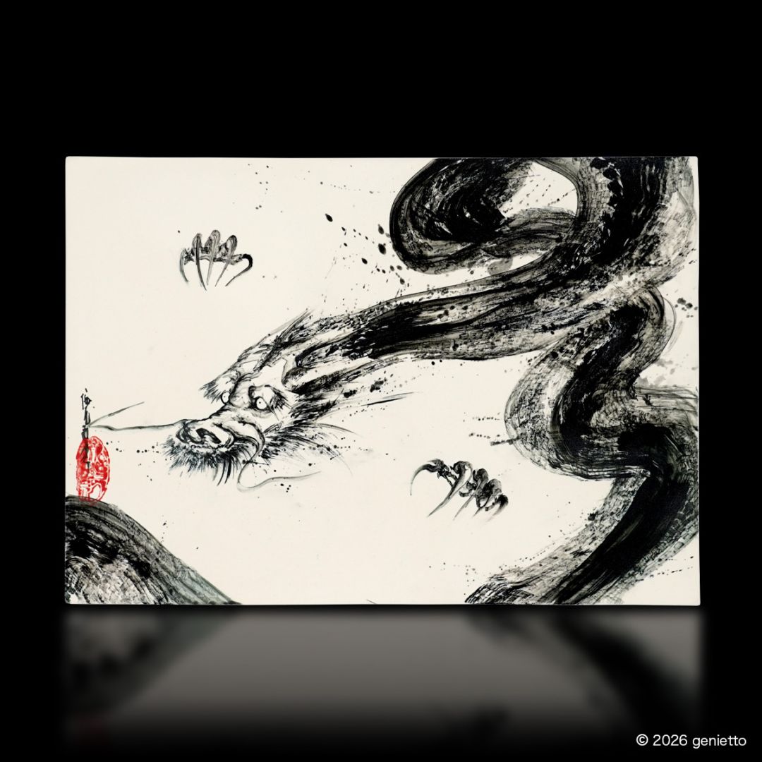 【新作】直筆陶墨画「天脈成龍」
