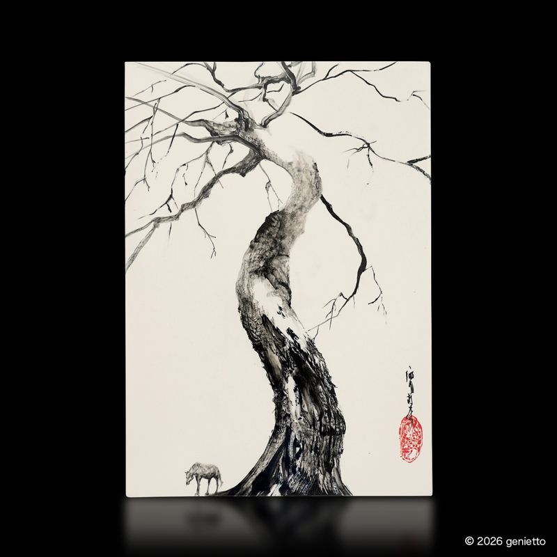 【新作】直筆陶墨画「木霊包息」