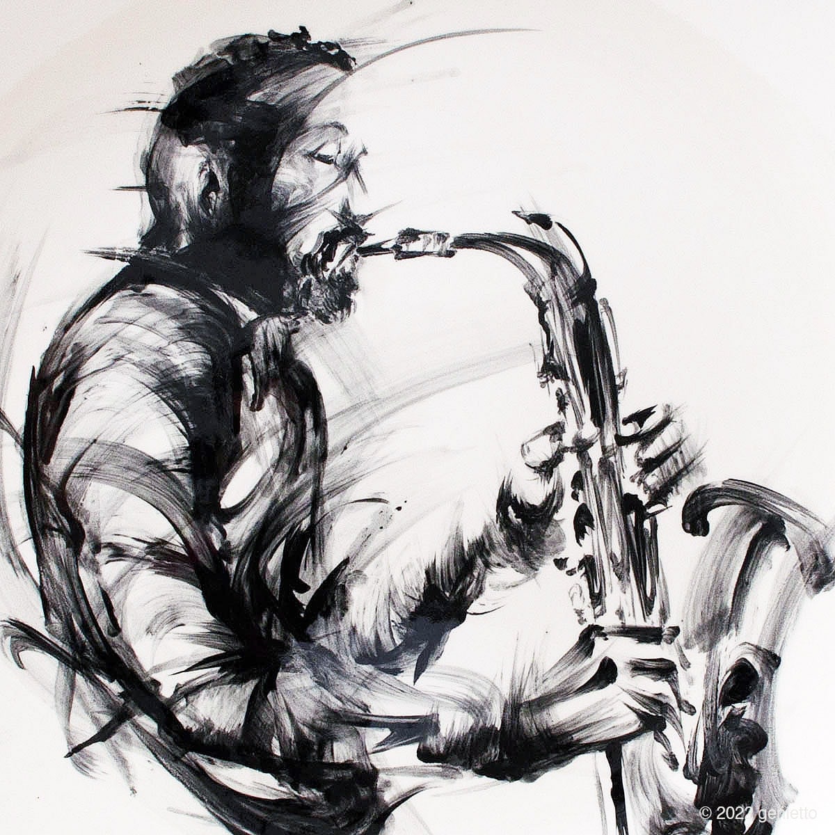 大陶墨皿「奏者」 | 墨絵・陶墨画アーティスト 西元祐貴 Yu-ki Nishimoto