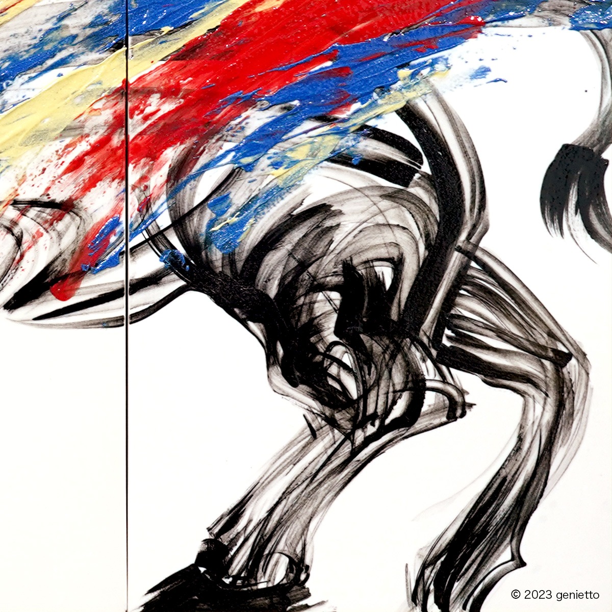 直筆陶墨画「剛気充溢」 | 墨絵・陶墨画アーティスト 西元祐貴 Yu-ki