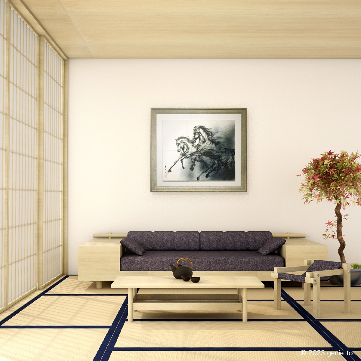 直筆陶墨画「憂忘嬉々」 | 墨絵・陶墨画アーティスト 西元祐貴