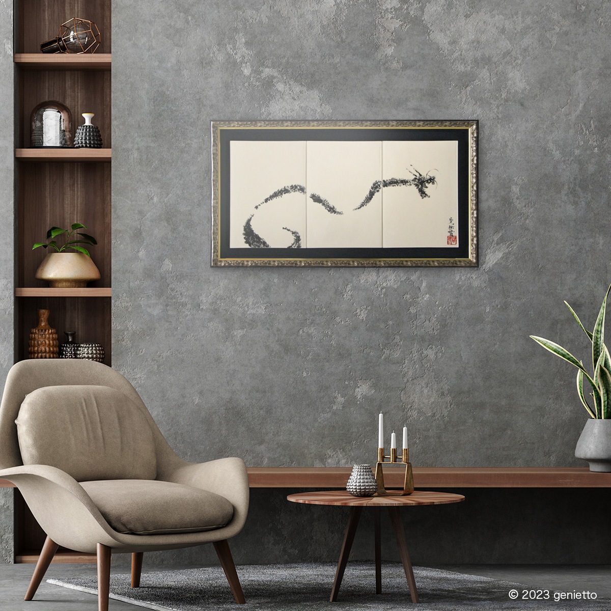 直筆陶墨画「中庸汪々」 | 墨絵・陶墨画アーティスト 西元祐貴