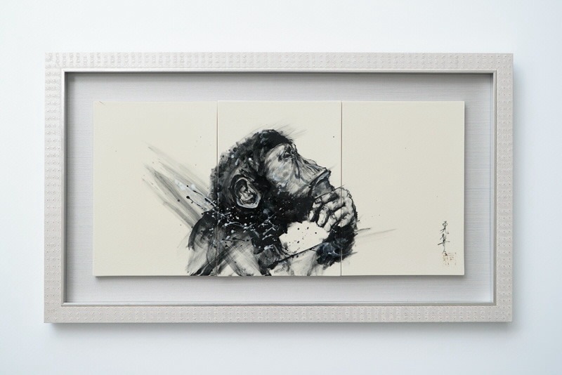 直筆陶墨画「志事独特(しじどくとく)」 | 墨絵・陶墨画アーティスト