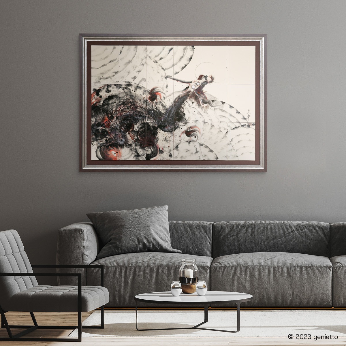 直筆陶墨画「緋焰呑乾」 | 墨絵・陶墨画アーティスト 西元祐貴 Yu-ki