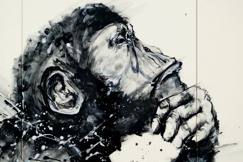 直筆陶墨画「志事独特(しじどくとく)」 | 墨絵・陶墨画アーティスト