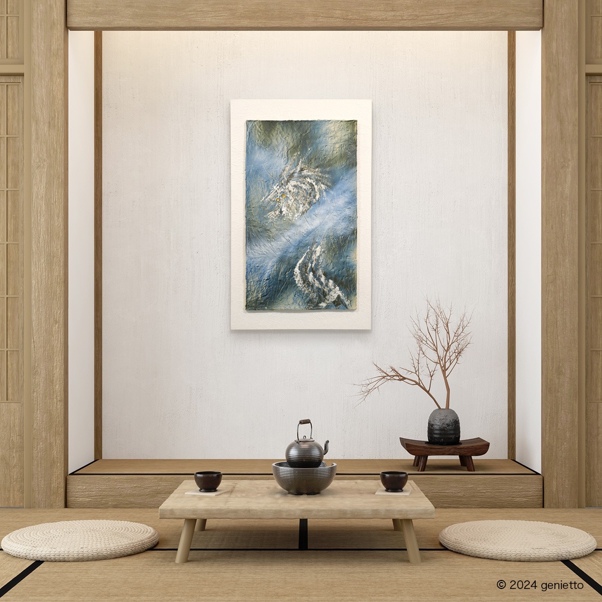 直筆陶墨画「雲外蒼龍」