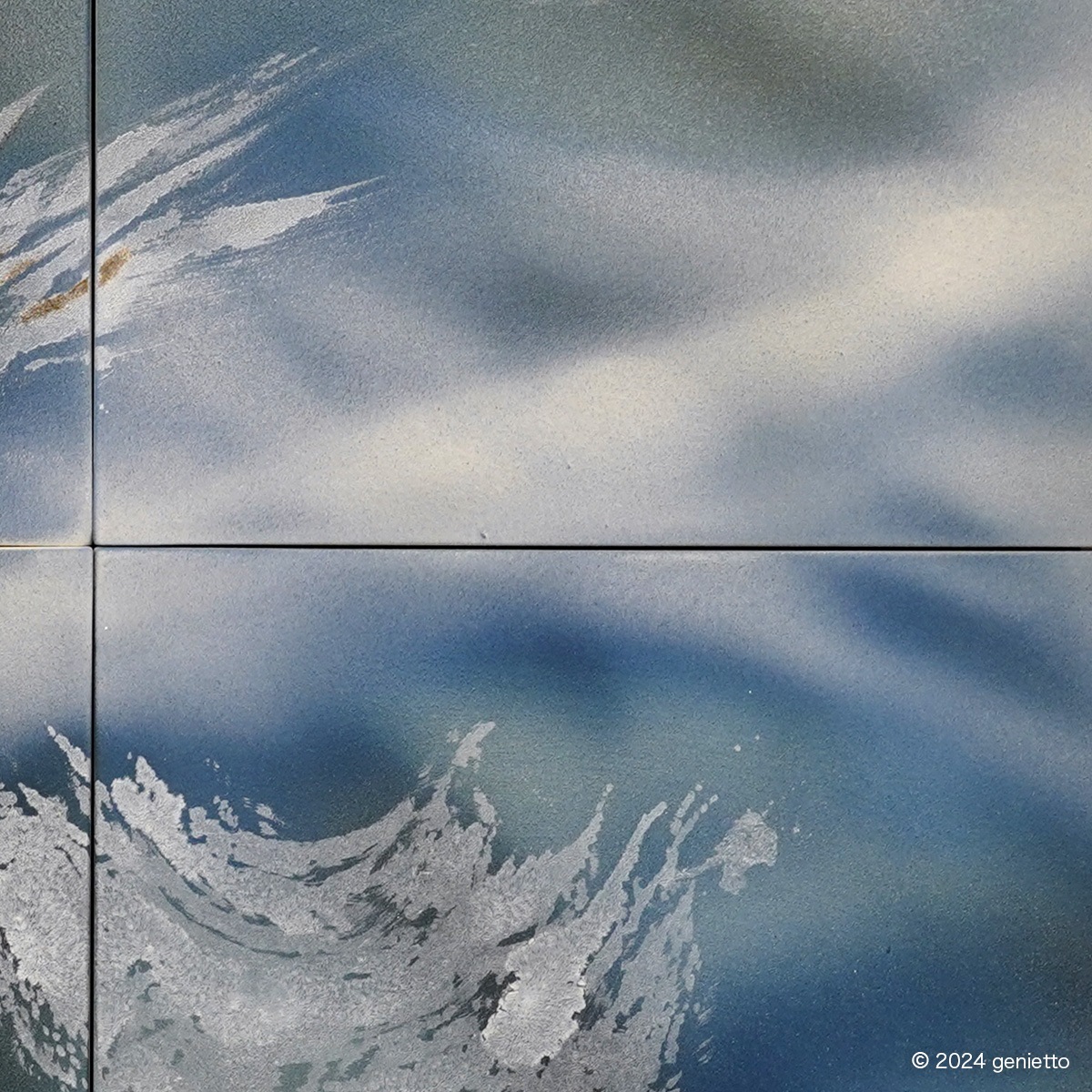 直筆陶墨画「銀雲調訓」 | 墨絵・陶墨画アーティスト 西元祐貴 Yu-ki