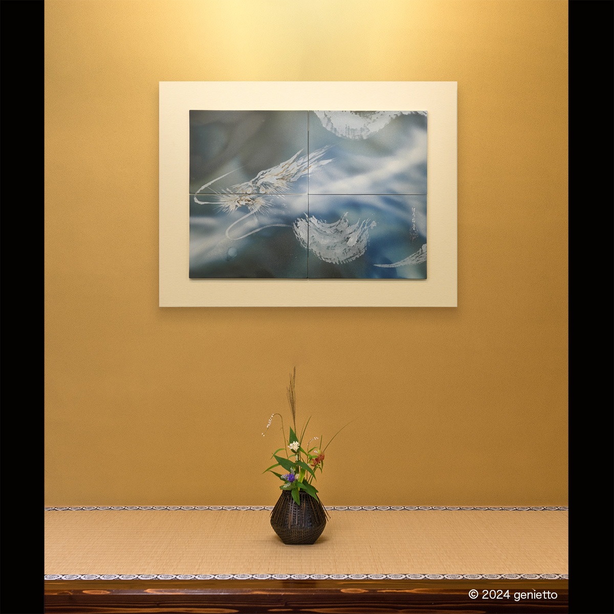 直筆陶墨画「銀雲調訓」 | 墨絵・陶墨画アーティスト 西元祐貴