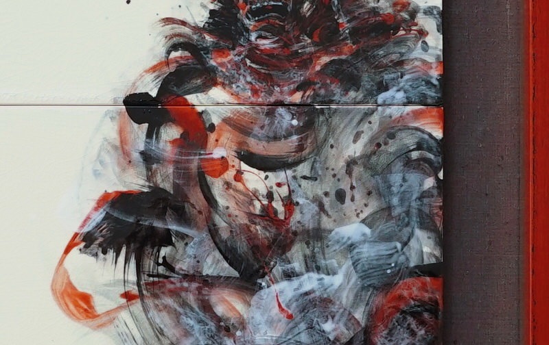 直筆陶墨画「神気魂(しんぎこん)」 | 墨絵・陶墨画アーティスト 西元