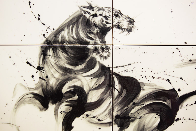 直筆陶墨画「一所双璧（いっしょそうへき）」 | 墨絵・陶墨画