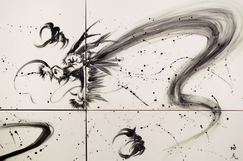 直筆陶墨画「一所双璧（いっしょそうへき）」 | 墨絵・陶墨画