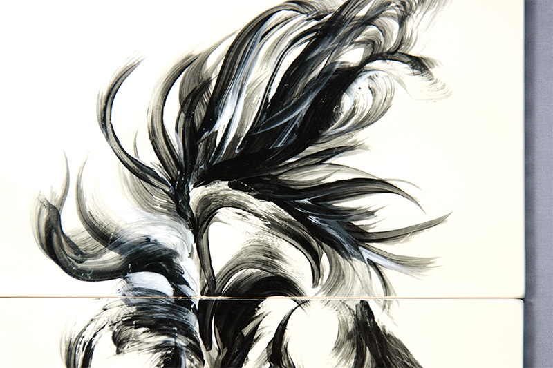 直筆陶墨画「鋼騎火往（こうきかおう）」 | 墨絵・陶墨画