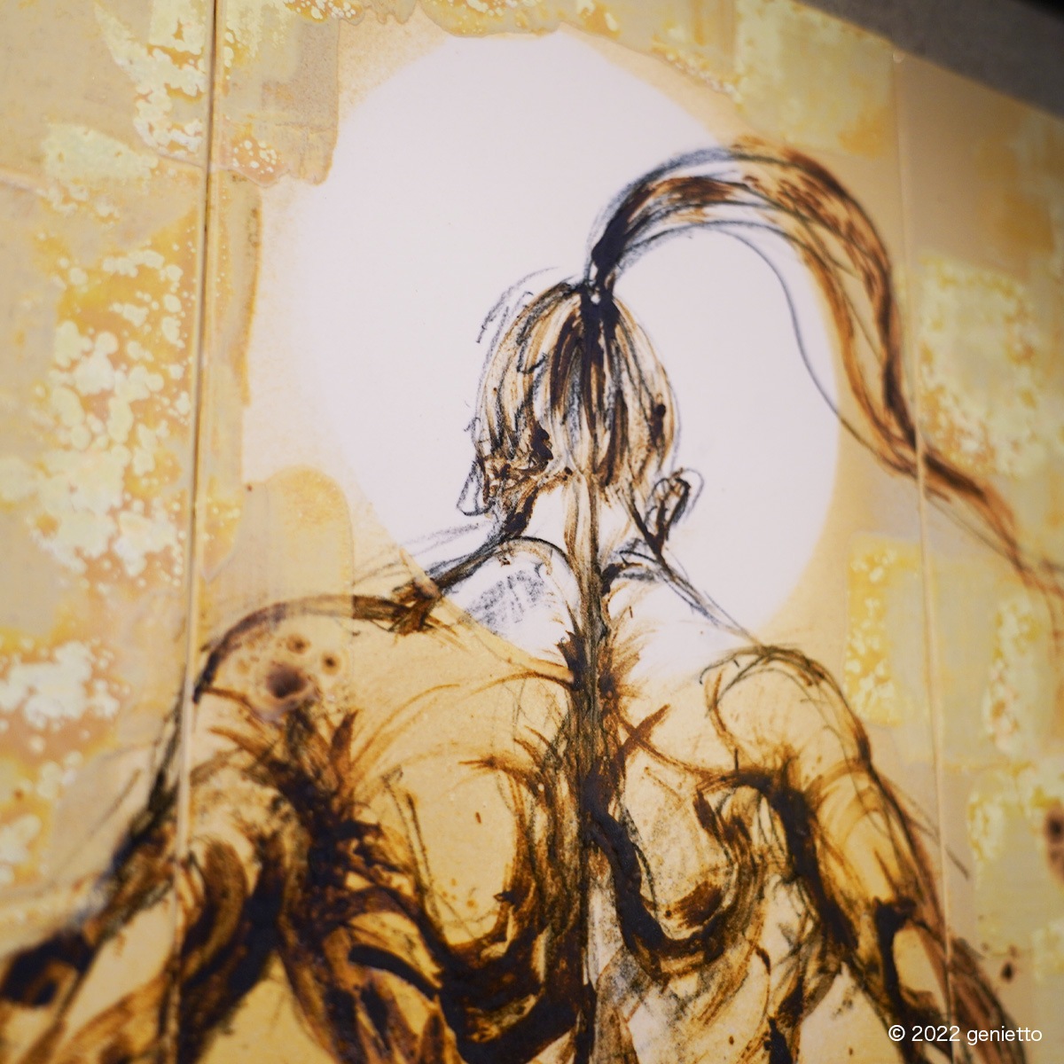直筆陶墨画「克己不撓」 | 墨絵・陶墨画アーティスト 西元祐貴