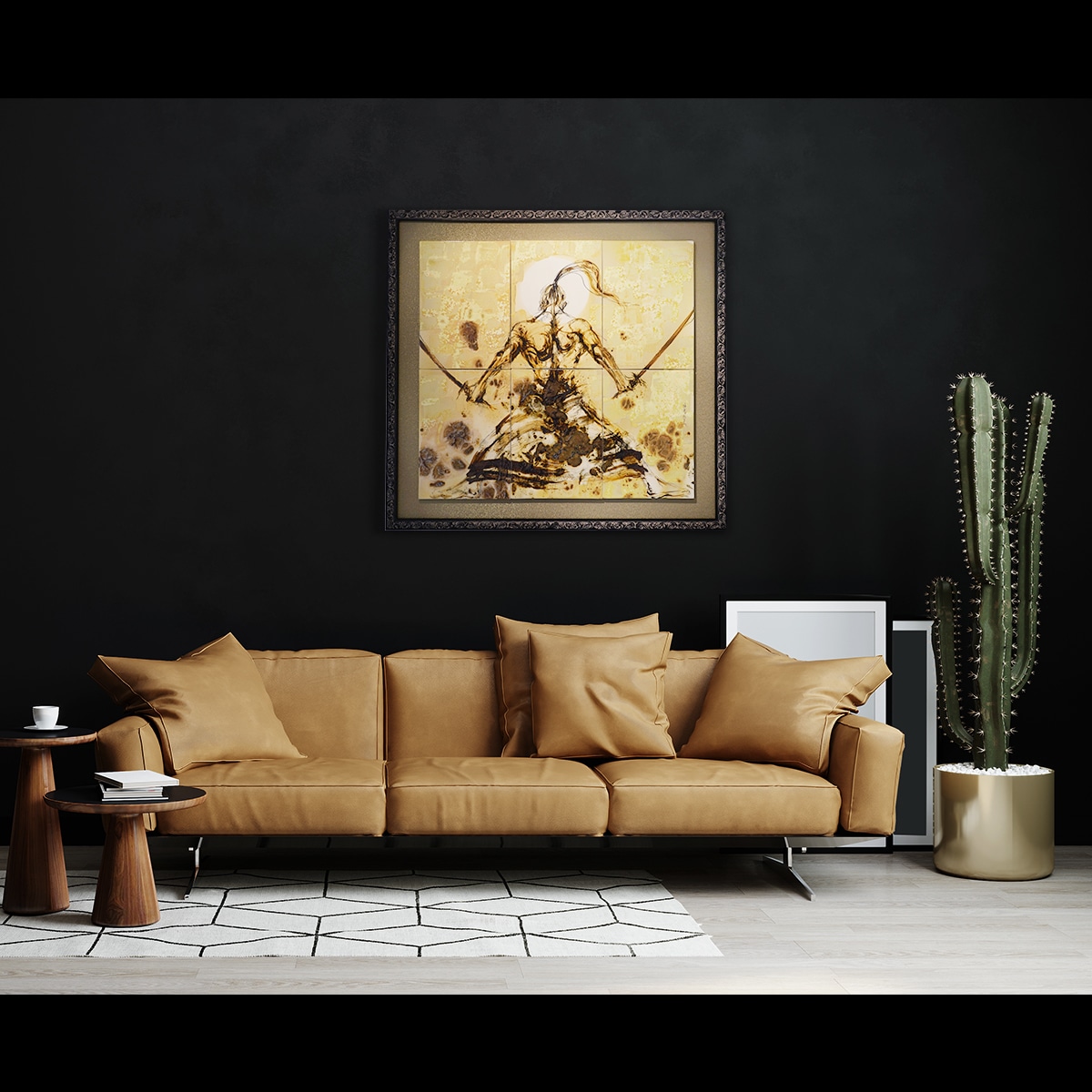 直筆陶墨画「克己不撓」