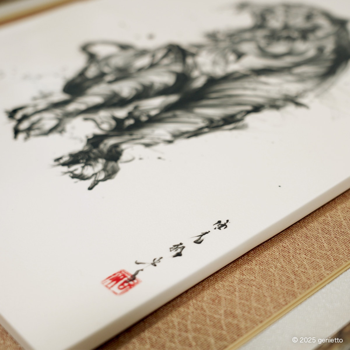 直筆陶墨画「老猛恢恢」