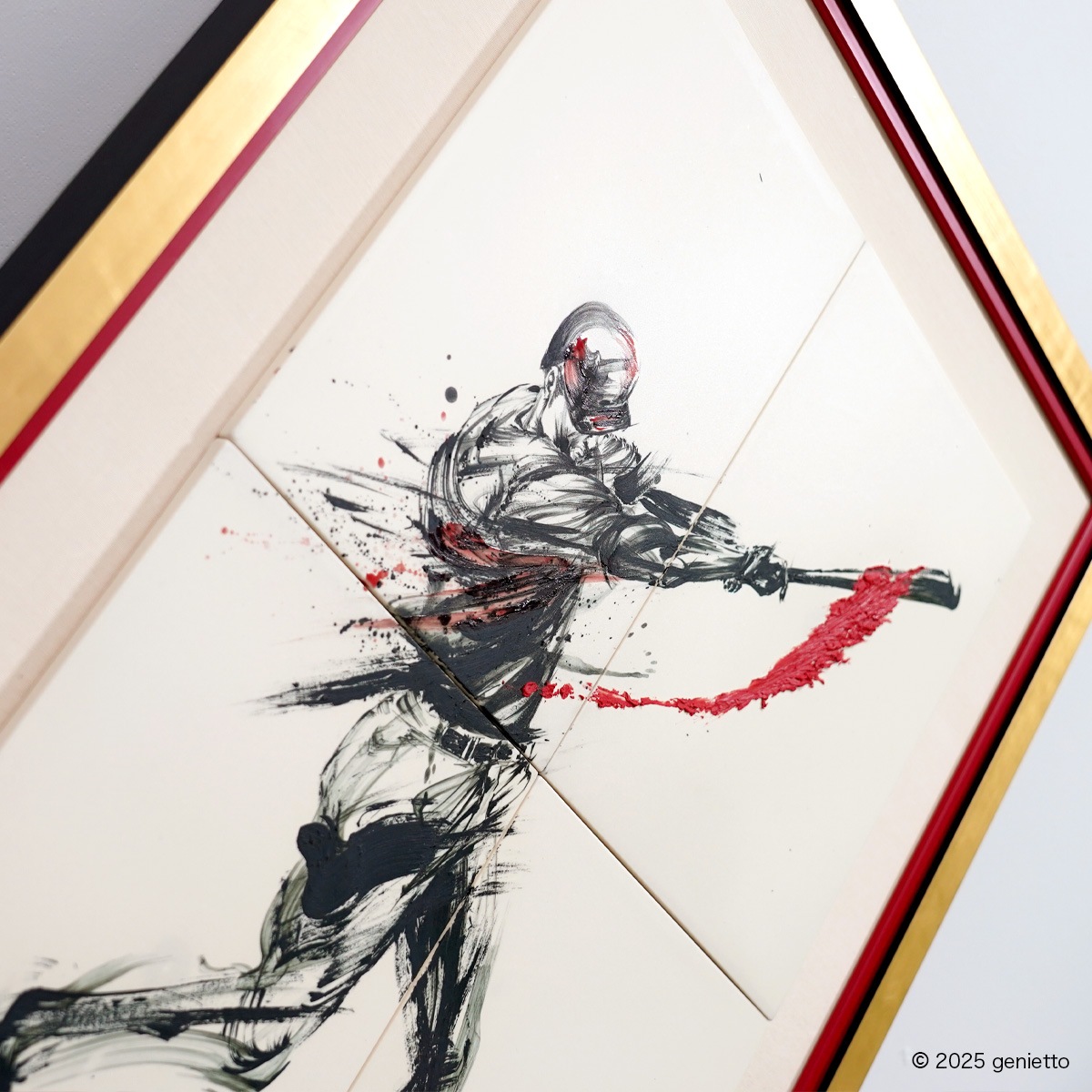 直筆陶墨画「烈撃紅閃」