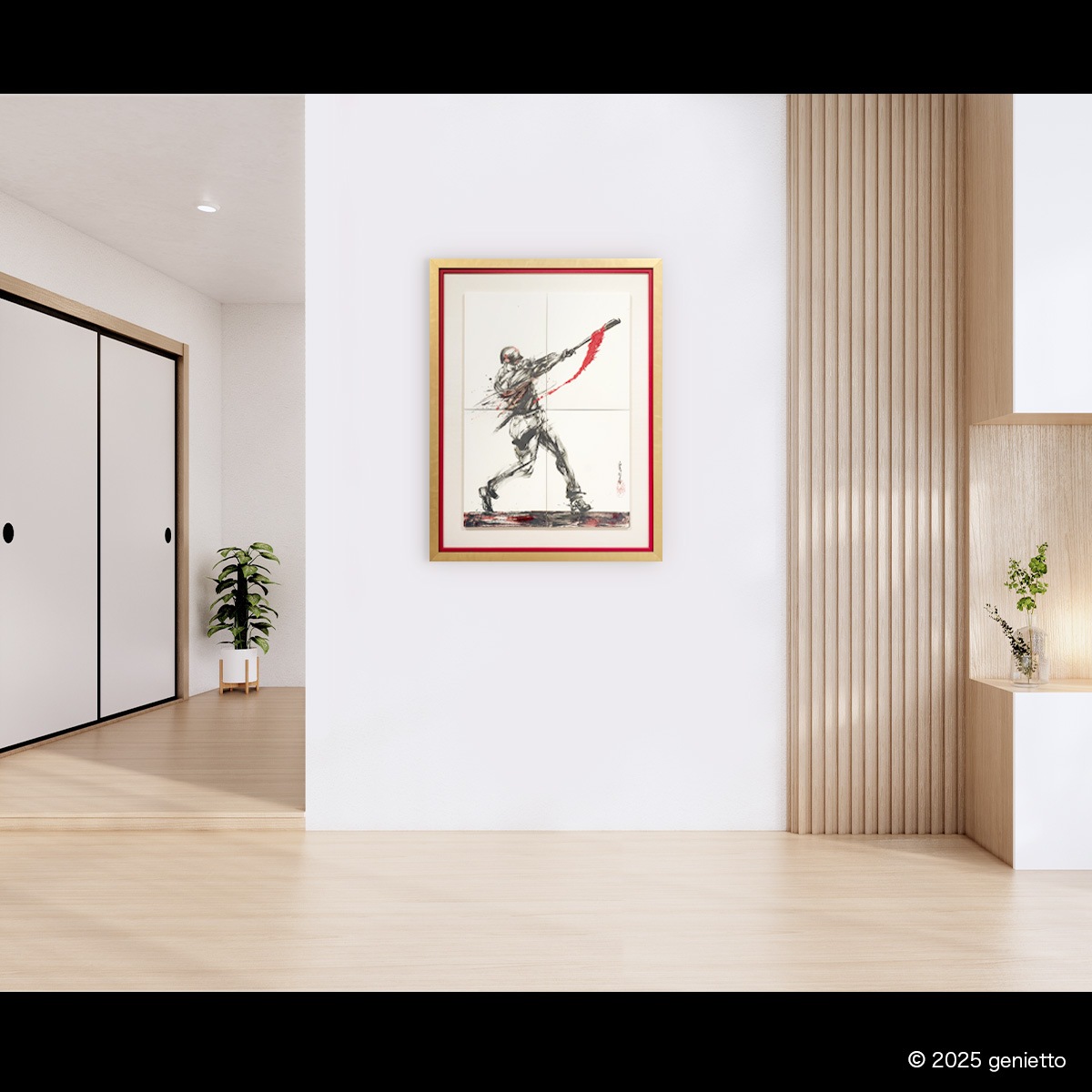 直筆陶墨画「烈撃紅閃」