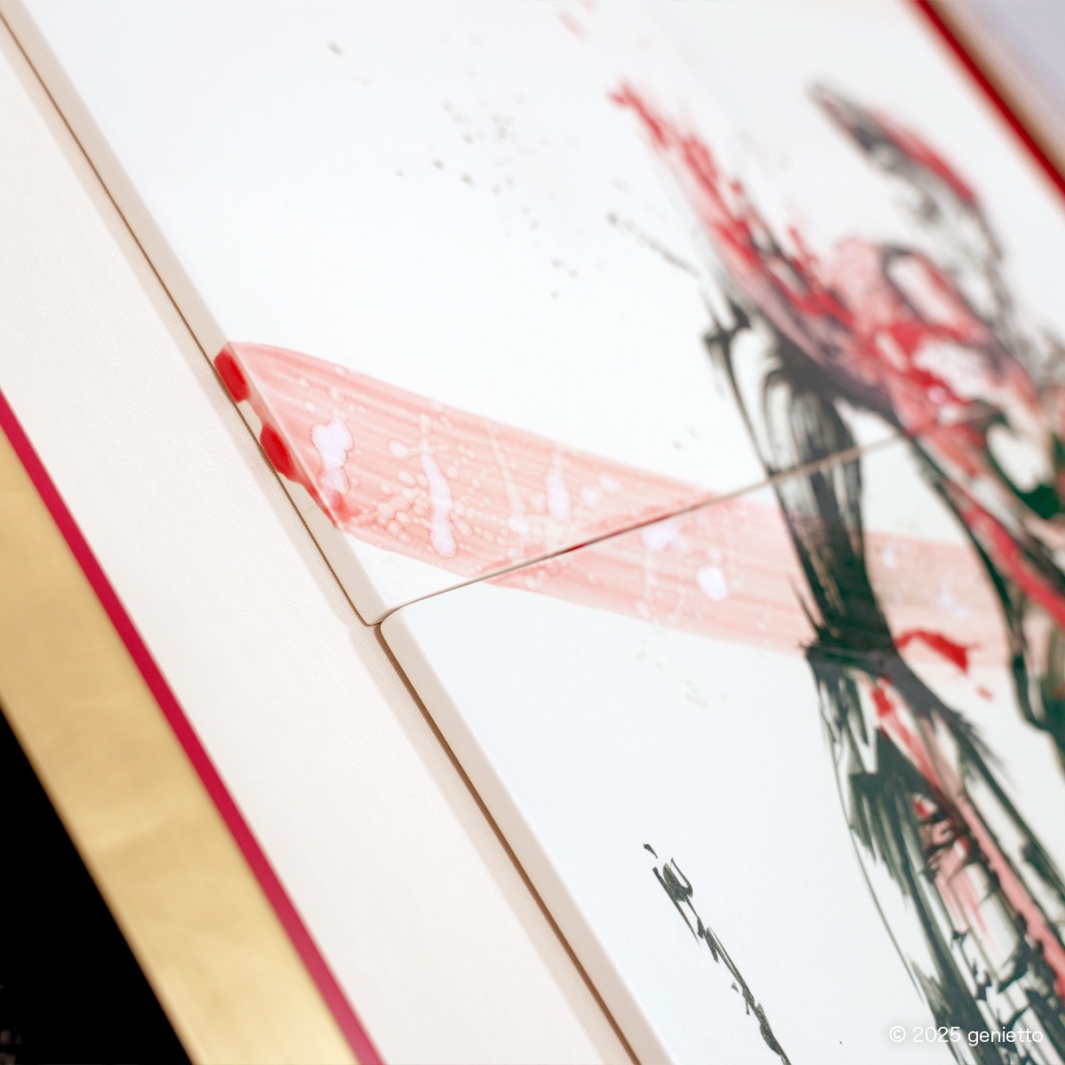 直筆陶墨画「紅迅護世」