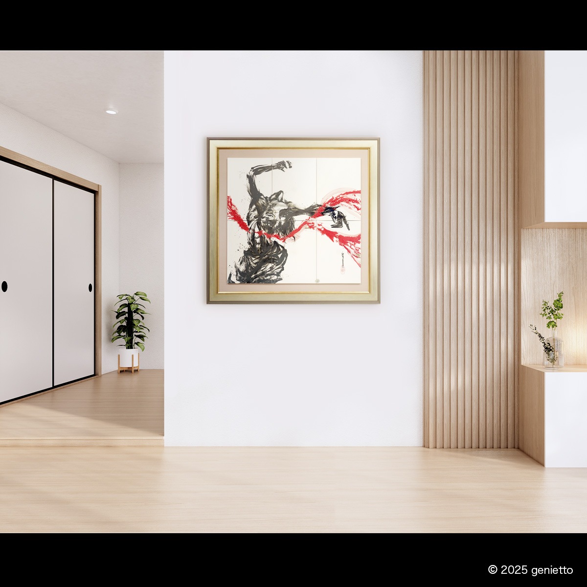 直筆陶墨画「紅蓮焔舞」