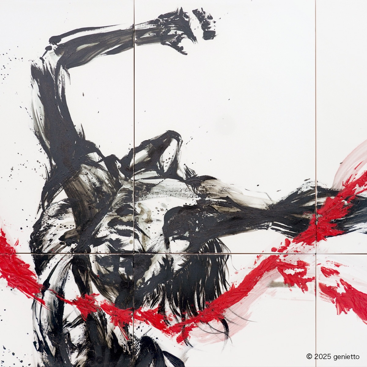 直筆陶墨画「紅蓮焔舞」