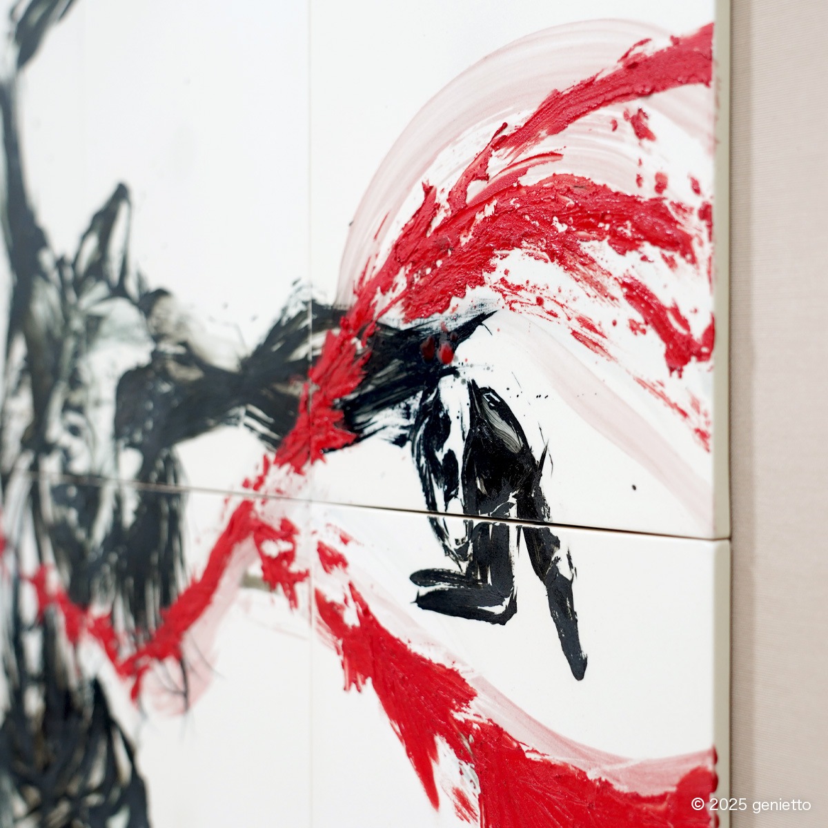 直筆陶墨画「紅蓮焔舞」