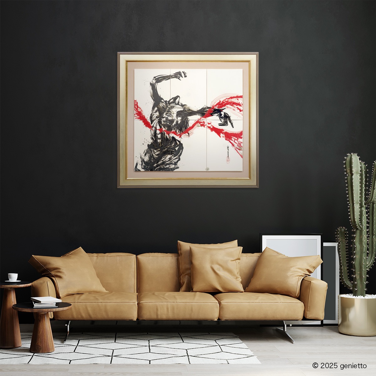 直筆陶墨画「紅蓮焔舞」