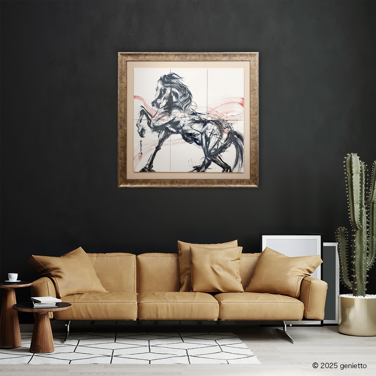 直筆陶墨画「紅焔疾駆」