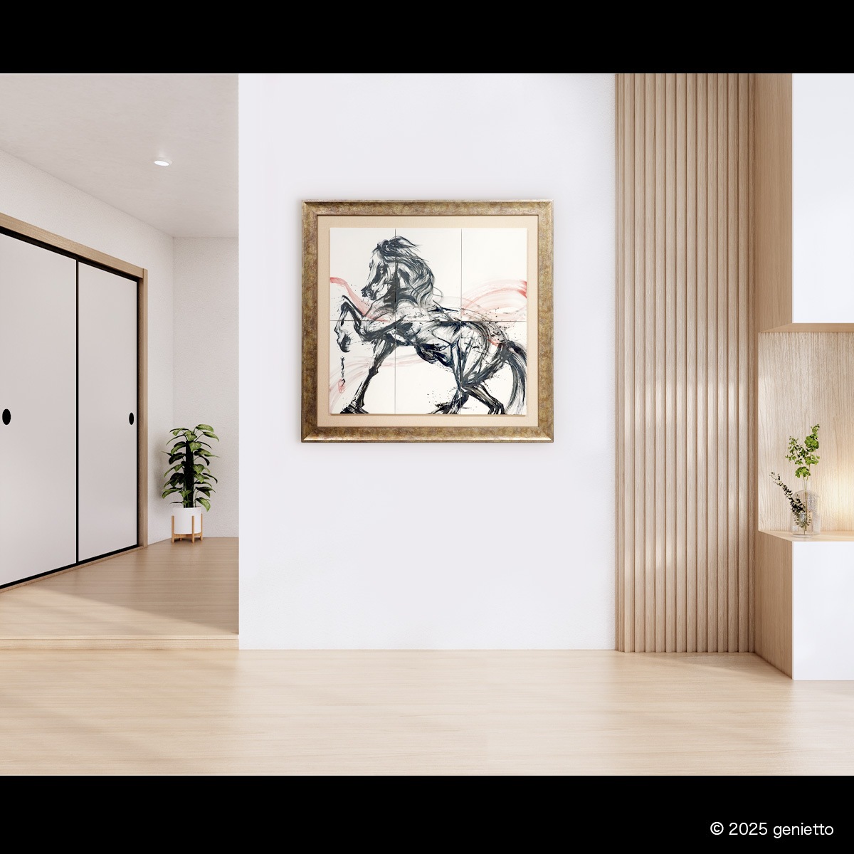 直筆陶墨画「紅焔疾駆」