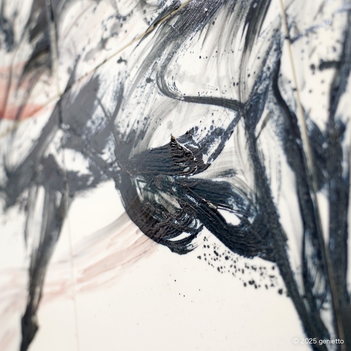 直筆陶墨画「紅焔疾駆」