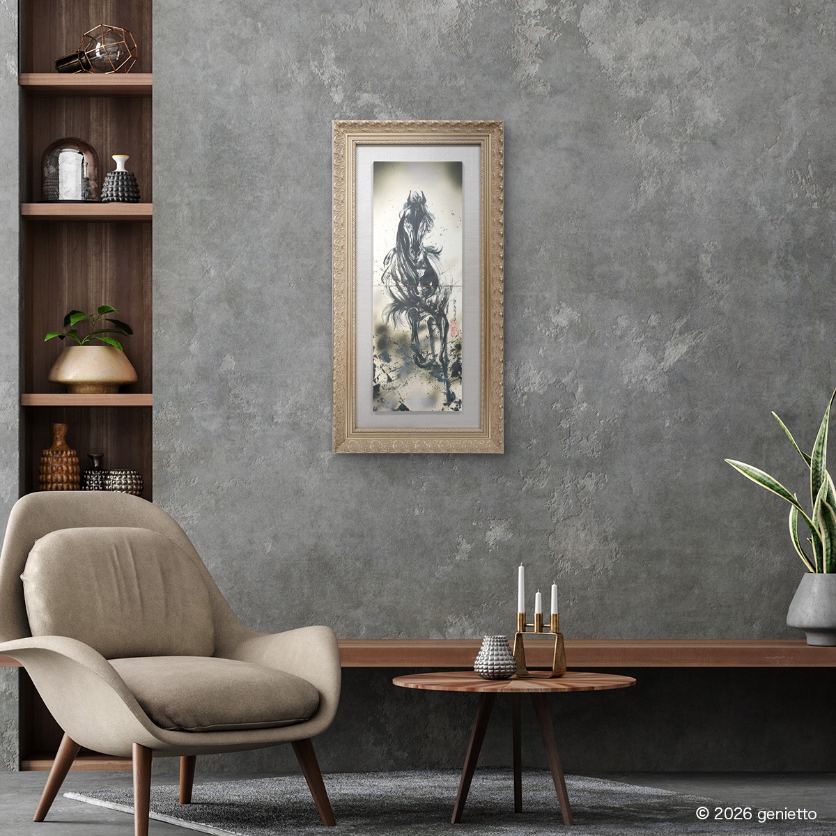 【新作】直筆陶墨画「覇影驟駆」