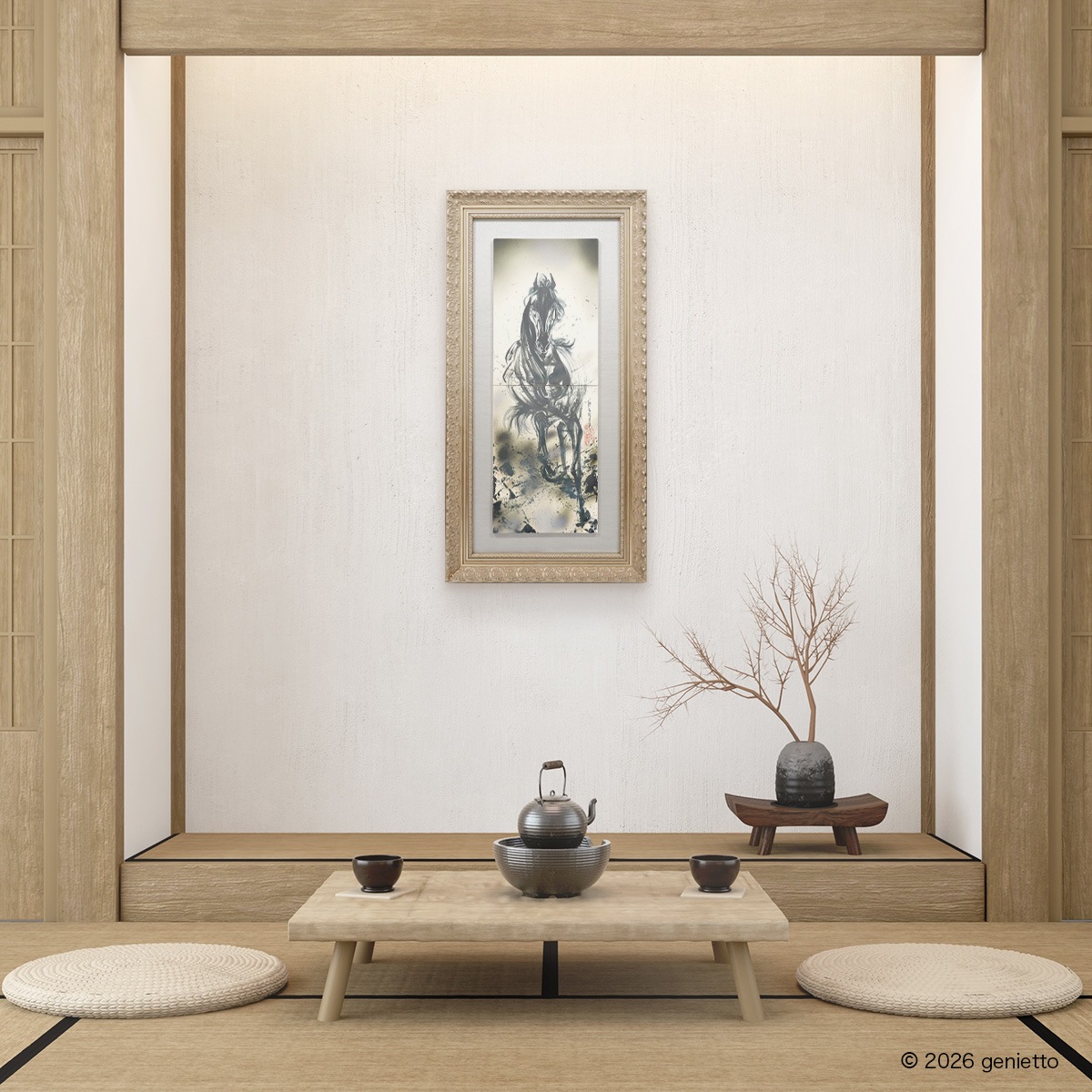 【新作】直筆陶墨画「覇影驟駆」