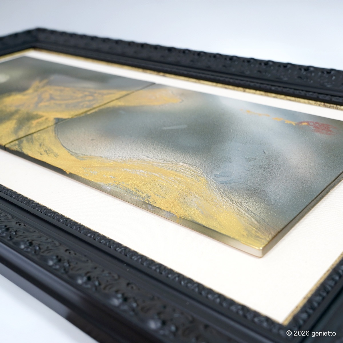 【新作】直筆陶墨画「金影静駿」