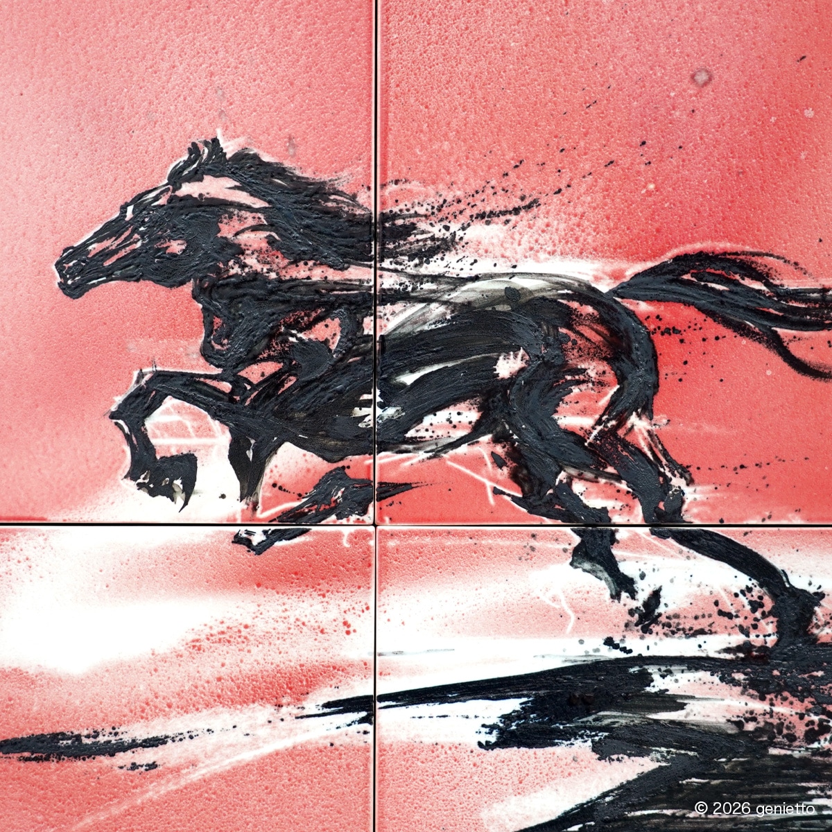 【新作】直筆陶墨画「紅焔乃心」