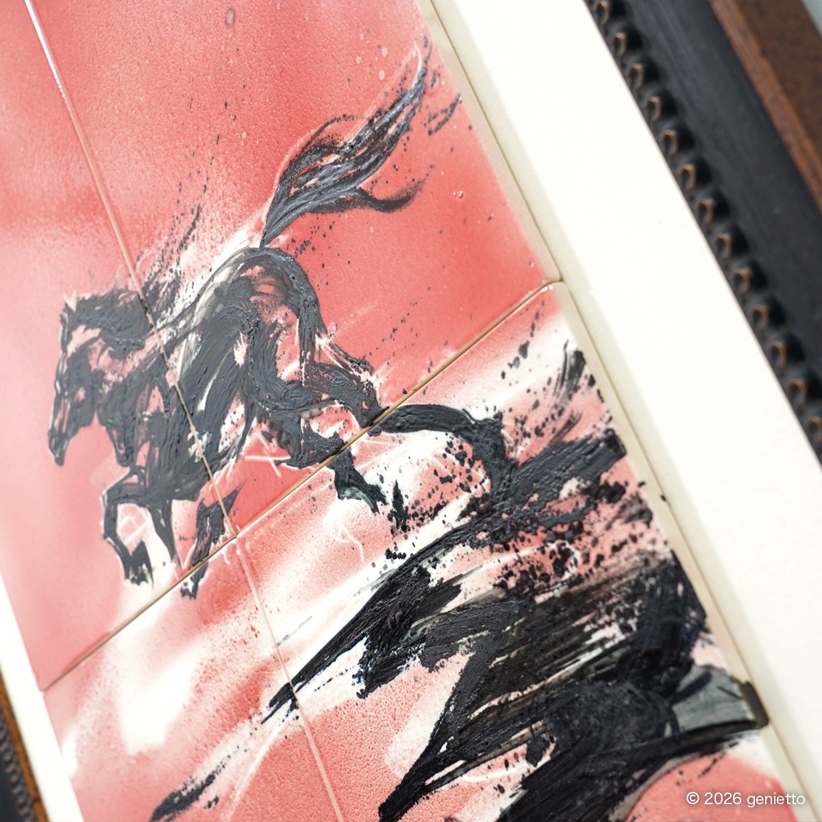 【新作】直筆陶墨画「紅焔乃心」