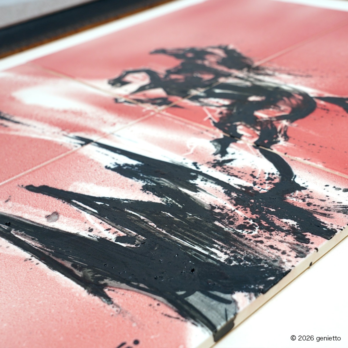 【新作】直筆陶墨画「紅焔乃心」