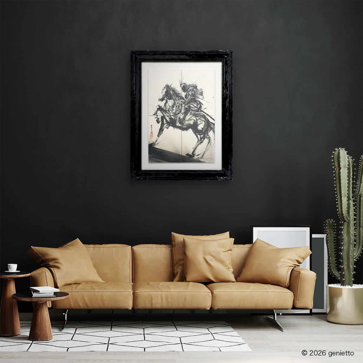 【新作】直筆陶墨画「闘魂翔駆」