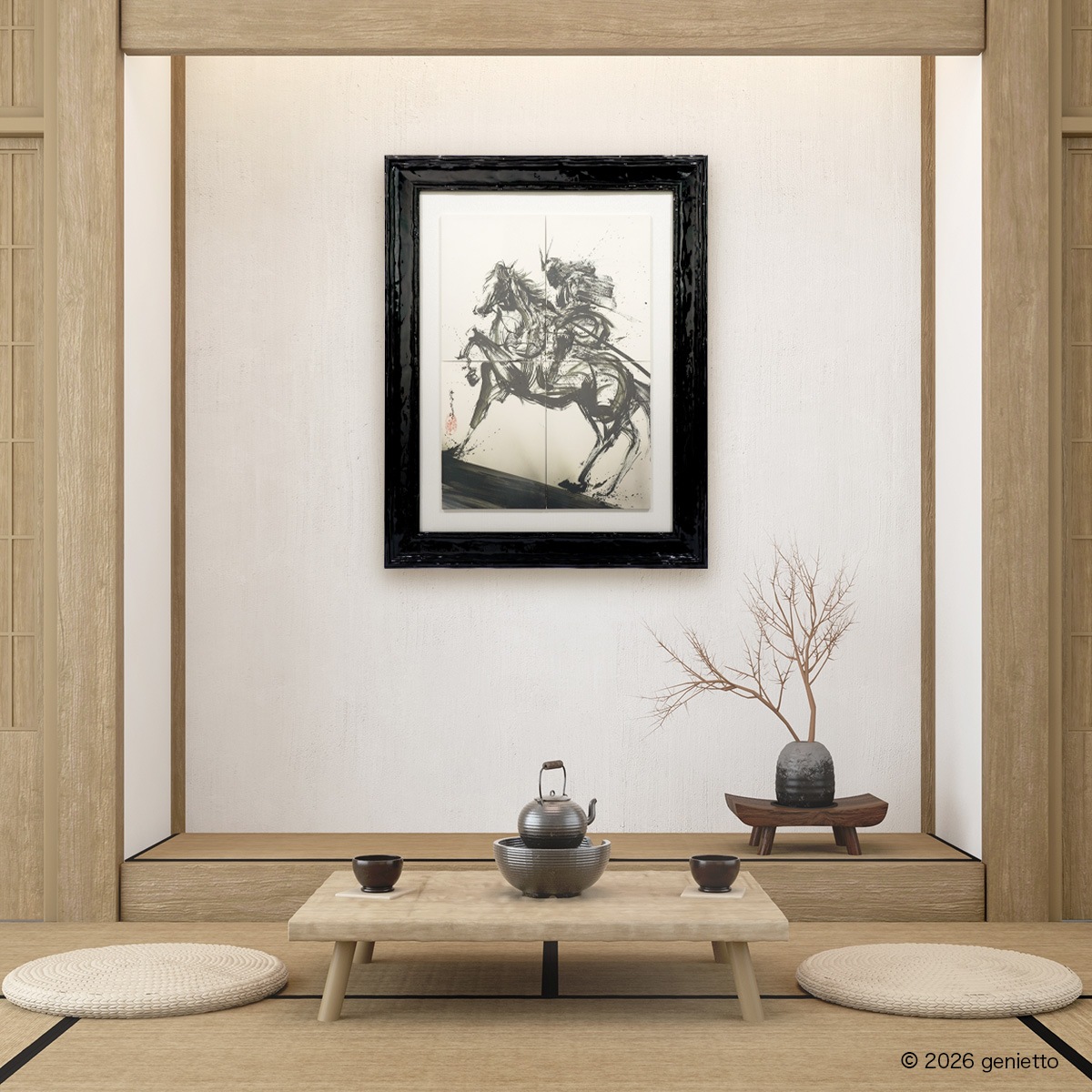 【新作】直筆陶墨画「闘魂翔駆」