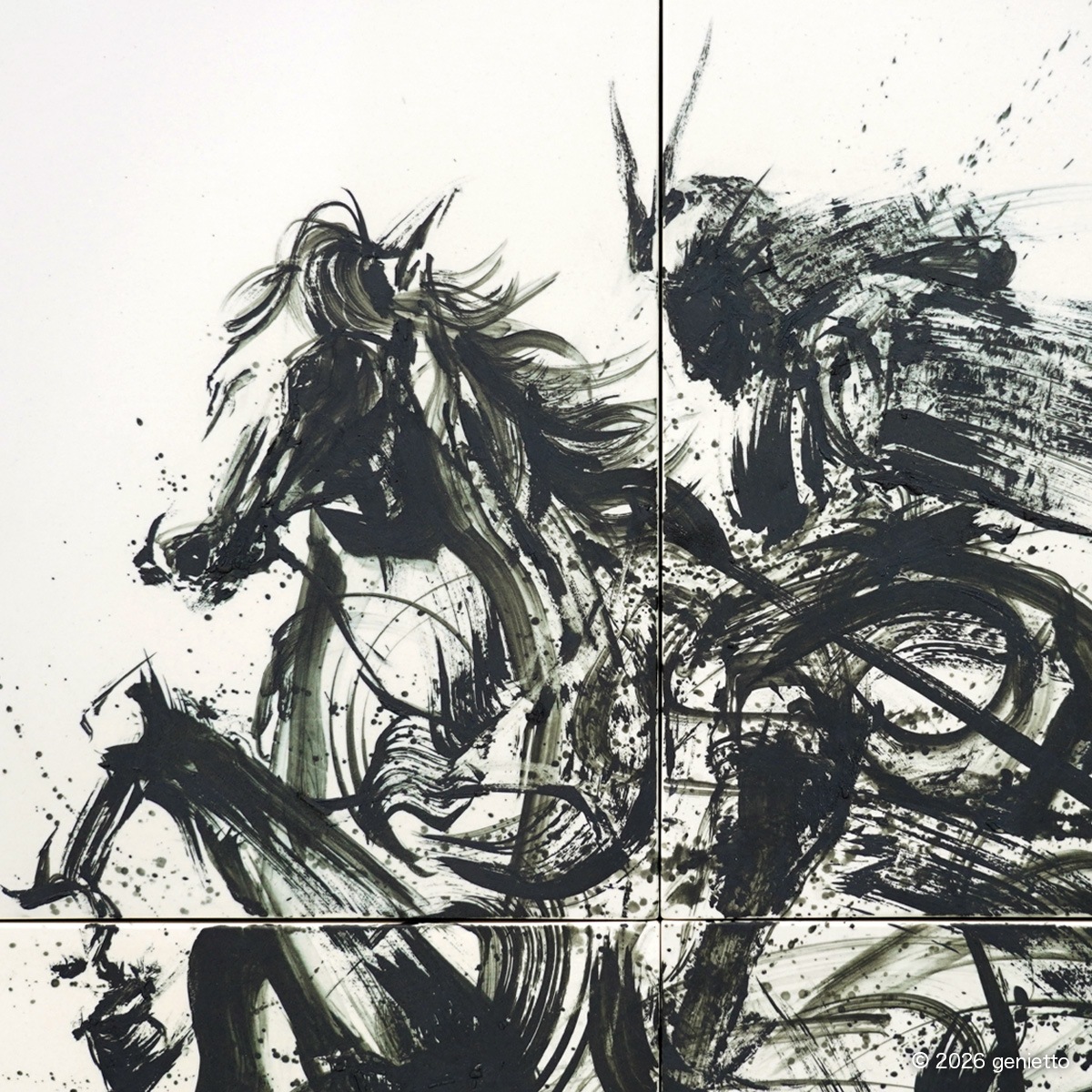【新作】直筆陶墨画「闘魂翔駆」
