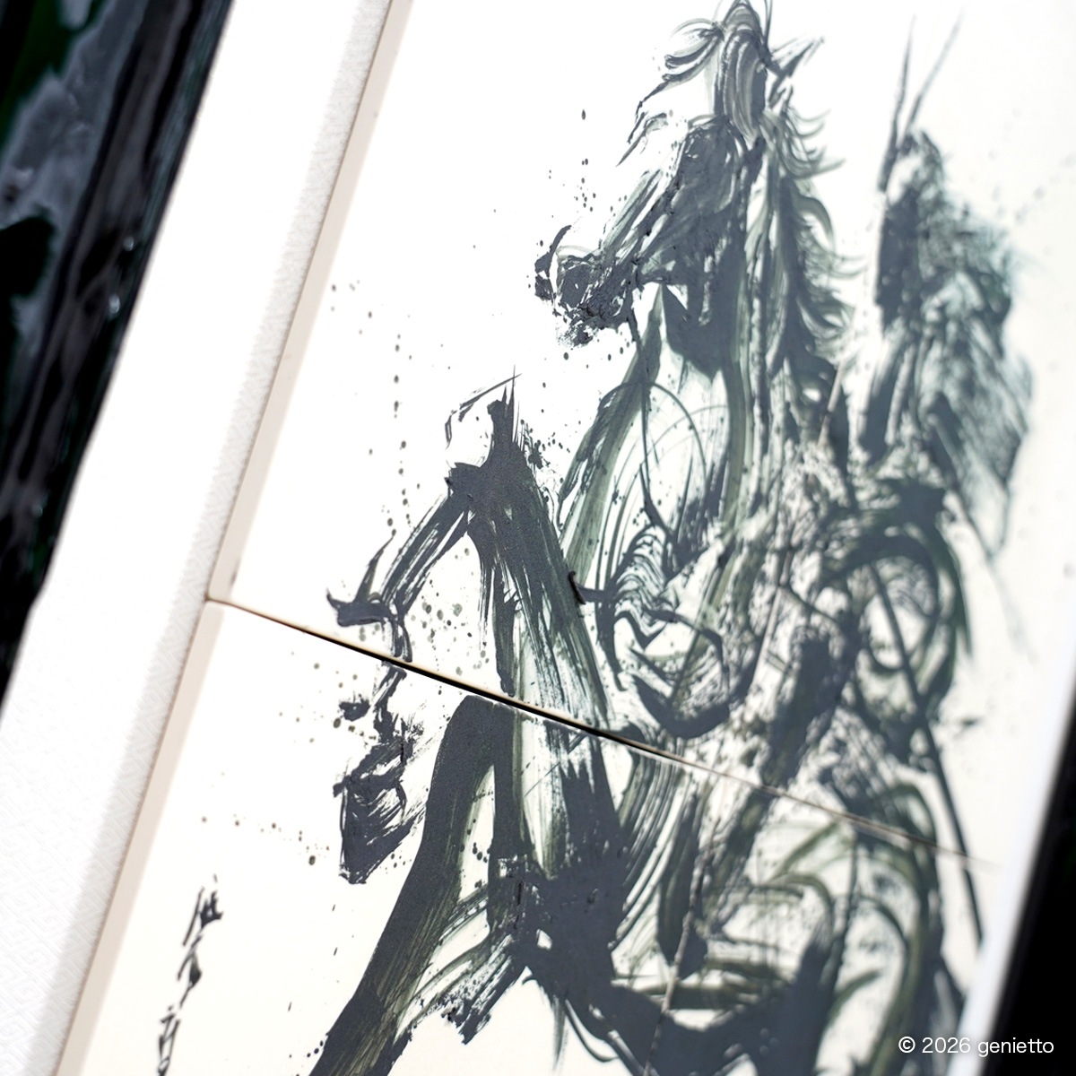 【新作】直筆陶墨画「闘魂翔駆」