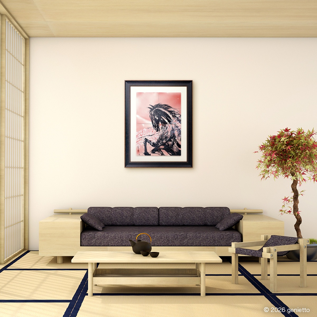 【新作】直筆陶墨画「花驍行志」